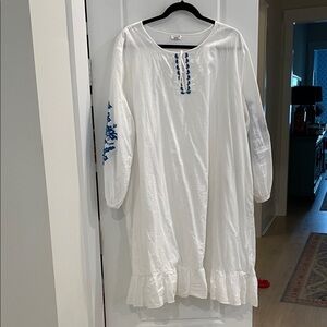 J.Crew floral embroidered puffy, cotton dress ruffle